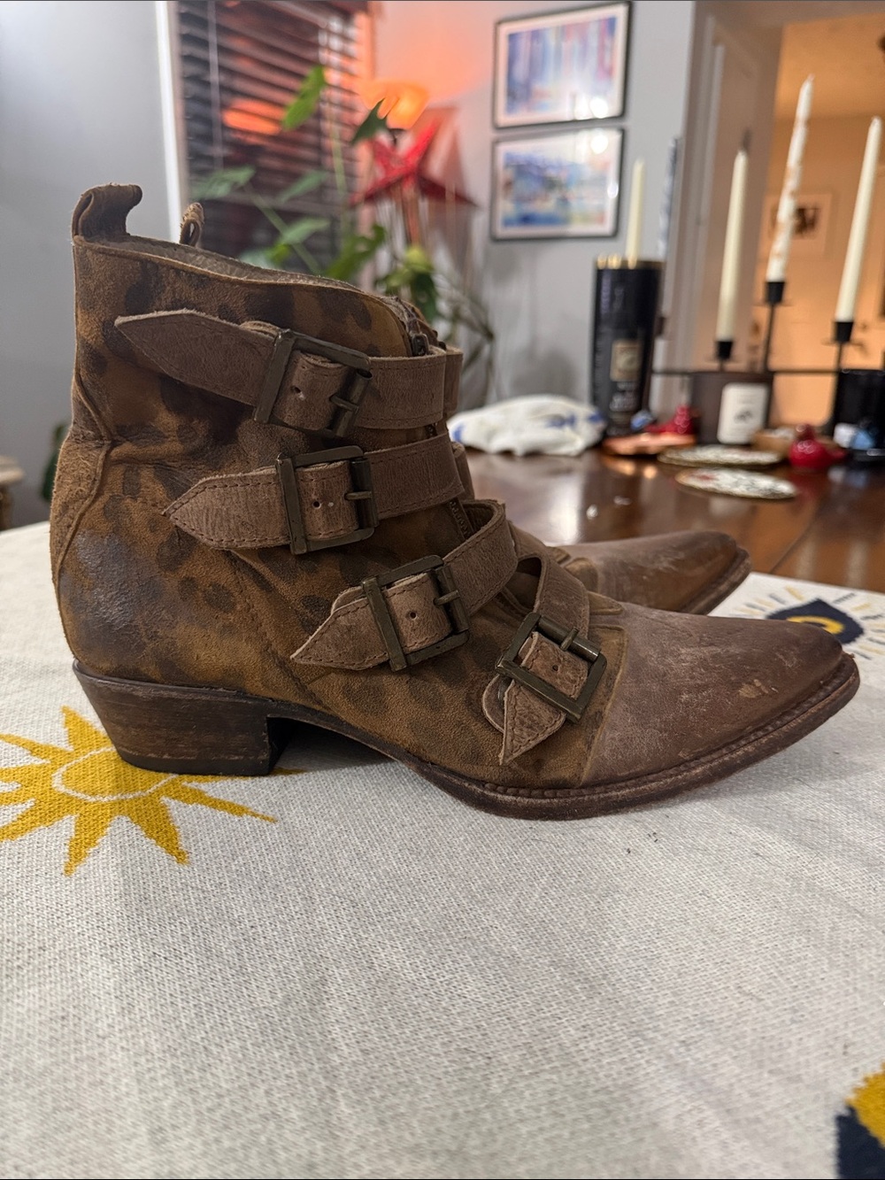 Freebird by Steven leopard skelter triple buckle bootie